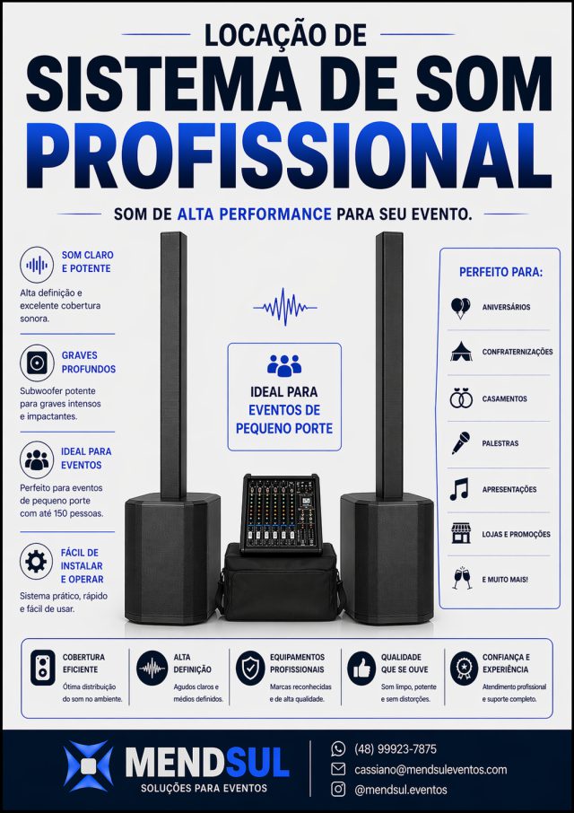 Cartaz da locação de sistema de som profissional